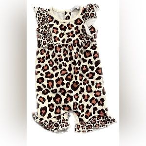 Little Millie Cream & Brown Leopard Angel-Sleeve Romper